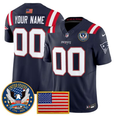 New England Patriots "United States 250th Anniversary Patch" Vapor Limited Custom Jersey - Navy