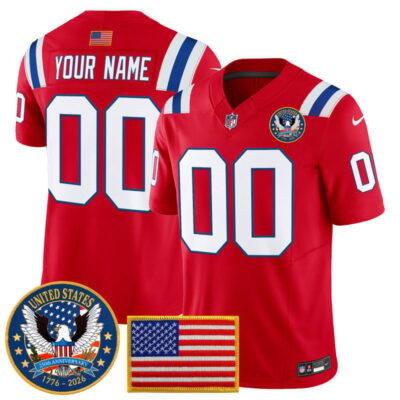 New England Patriots "United States 250th Anniversary Patch" Vapor Limited Custom Jersey - Red