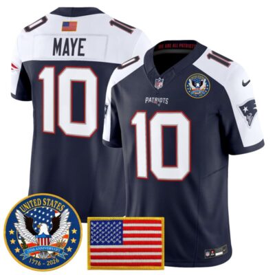 New England Patriots "United States 250th Anniversary Patch" Vapor Limited Jersey - Navy Alternate / Drake Maye