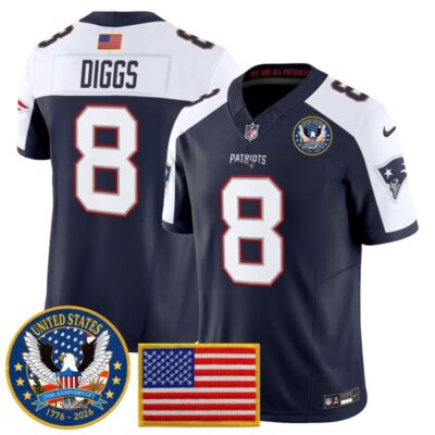 New England Patriots "United States 250th Anniversary Patch" Vapor Limited Jersey - Navy Alternate / Stefon Diggs
