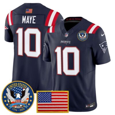 New England Patriots "United States 250th Anniversary Patch" Vapor Limited Jersey - Navy / Drake Maye