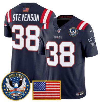New England Patriots "United States 250th Anniversary Patch" Vapor Limited Jersey - Navy / Rhamondre Stevenson