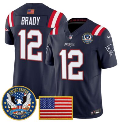 New England Patriots "United States 250th Anniversary Patch" Vapor Limited Jersey - Navy / Tom Brady