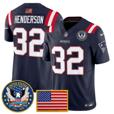 New England Patriots "United States 250th Anniversary Patch" Vapor Limited Jersey - Navy / TreVeyon Henderson