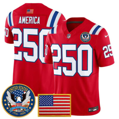 New England Patriots "United States 250th Anniversary Patch" Vapor Limited Jersey - Red / #250 America