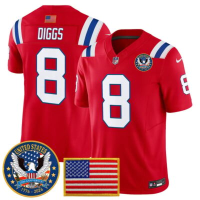 New England Patriots "United States 250th Anniversary Patch" Vapor Limited Jersey - Red / Stefon Diggs