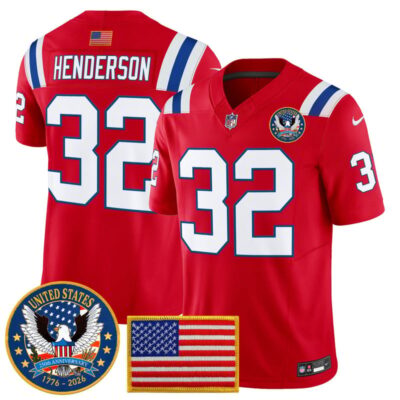 New England Patriots "United States 250th Anniversary Patch" Vapor Limited Jersey - Red / TreVeyon Henderson