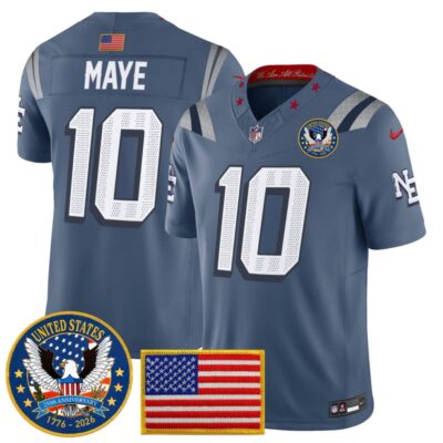 New England Patriots "United States 250th Anniversary Patch" Vapor Limited Jersey - Storm Blue / Drake Maye
