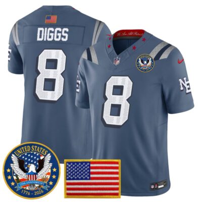 New England Patriots "United States 250th Anniversary Patch" Vapor Limited Jersey - Storm Blue / Stefon Diggs