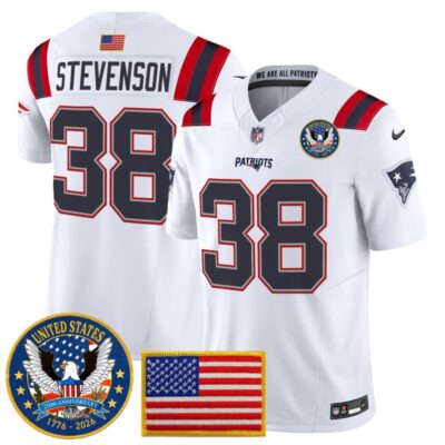 New England Patriots "United States 250th Anniversary Patch" Vapor Limited Jersey - White / Rhamondre Stevenson
