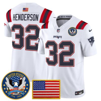 New England Patriots "United States 250th Anniversary Patch" Vapor Limited Jersey - White / TreVeyon Henderson