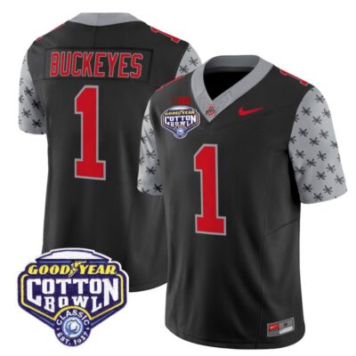 Ohio State Buckeyes 2025 Cotton Bowl Patch Vapor Limited Stitched Jersey - Black / #1 Buckeyes