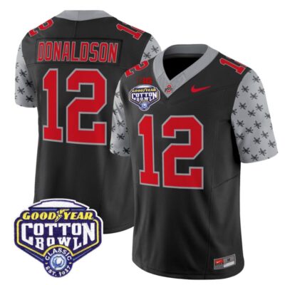 Ohio State Buckeyes 2025 Cotton Bowl Patch Vapor Limited Stitched Jersey - Black / CJ Donaldson