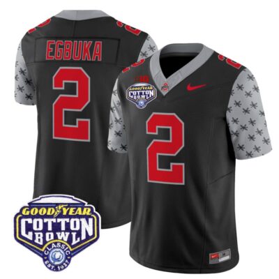 Ohio State Buckeyes 2025 Cotton Bowl Patch Vapor Limited Stitched Jersey - Black / Emeka Egbuka