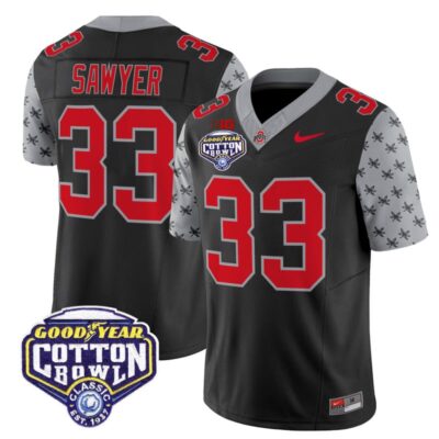 Ohio State Buckeyes 2025 Cotton Bowl Patch Vapor Limited Stitched Jersey - Black / Jack Sawyer