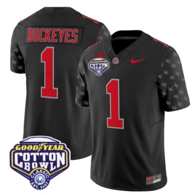 Ohio State Buckeyes 2025 Cotton Bowl Patch Vapor Limited Stitched Jersey - Black Limited / #1 Buckeyes
