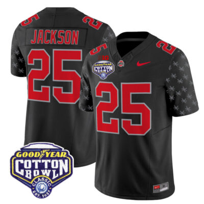 Ohio State Buckeyes 2025 Cotton Bowl Patch Vapor Limited Stitched Jersey - Black Limited / Bo Jackson
