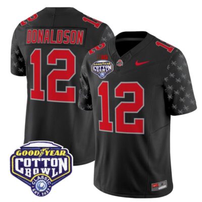 Ohio State Buckeyes 2025 Cotton Bowl Patch Vapor Limited Stitched Jersey - Black Limited / CJ Donaldson
