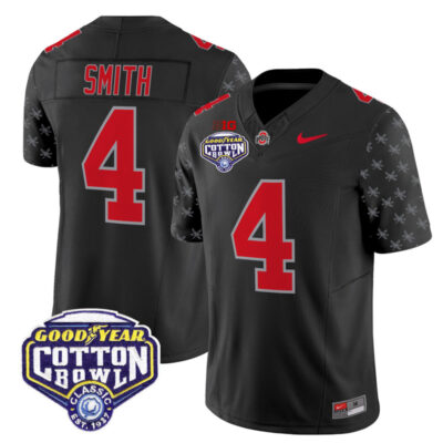 Ohio State Buckeyes 2025 Cotton Bowl Patch Vapor Limited Stitched Jersey - Black Limited / Jeremiah Smith