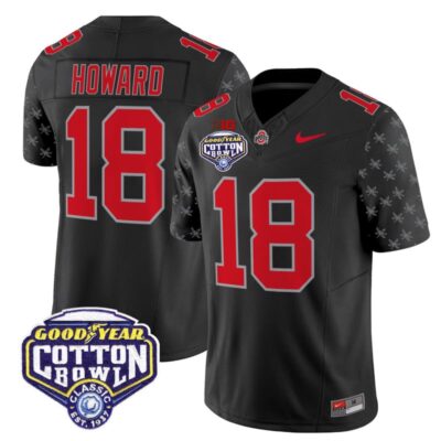 Ohio State Buckeyes 2025 Cotton Bowl Patch Vapor Limited Stitched Jersey - Black Limited / Will Howard