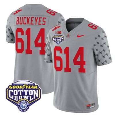 Ohio State Buckeyes 2025 Cotton Bowl Patch Vapor Limited Stitched Jersey - Gray / Buckeyes 614