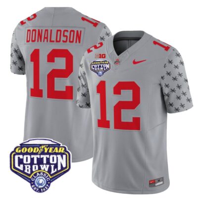 Ohio State Buckeyes 2025 Cotton Bowl Patch Vapor Limited Stitched Jersey - Gray / CJ Donaldson
