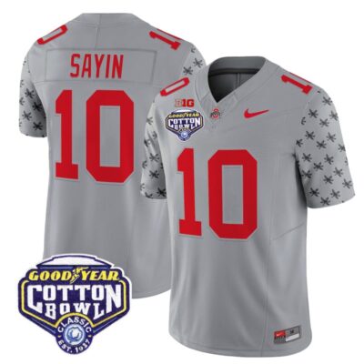 Ohio State Buckeyes 2025 Cotton Bowl Patch Vapor Limited Stitched Jersey - Gray / Julian Sayin