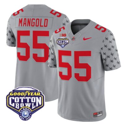 Ohio State Buckeyes 2025 Cotton Bowl Patch Vapor Limited Stitched Jersey - Gray / Nick Mangold