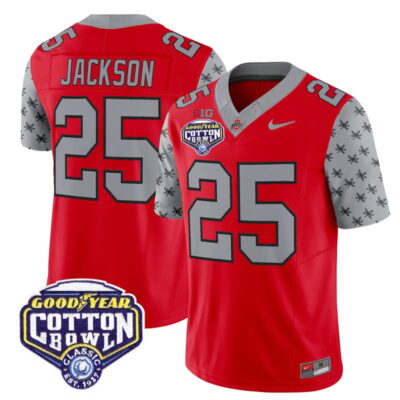 Ohio State Buckeyes 2025 Cotton Bowl Patch Vapor Limited Stitched Jersey - Red / Bo Jackson