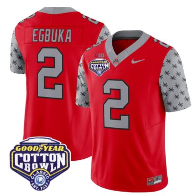 Ohio State Buckeyes 2025 Cotton Bowl Patch Vapor Limited Stitched Jersey - Red / Emeka Egbuka