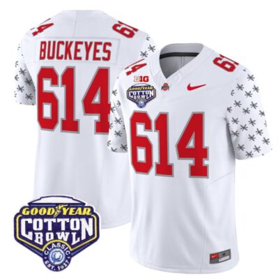 Ohio State Buckeyes 2025 Cotton Bowl Patch Vapor Limited Stitched Jersey - White Limited / Buckeyes 614