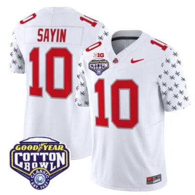 Ohio State Buckeyes 2025 Cotton Bowl Patch Vapor Limited Stitched Jersey - White Limited / Julian Sayin
