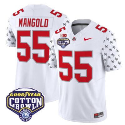 Ohio State Buckeyes 2025 Cotton Bowl Patch Vapor Limited Stitched Jersey - White Limited / Nick Mangold