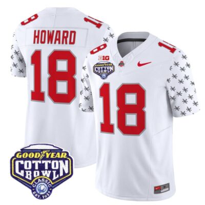 Ohio State Buckeyes 2025 Cotton Bowl Patch Vapor Limited Stitched Jersey - White Limited / Will Howard