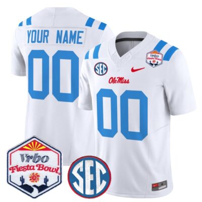 Ole Miss Rebels 2026 The Fiesta Bowl Vapor Limited Custom Stitched Jersey - White Limited