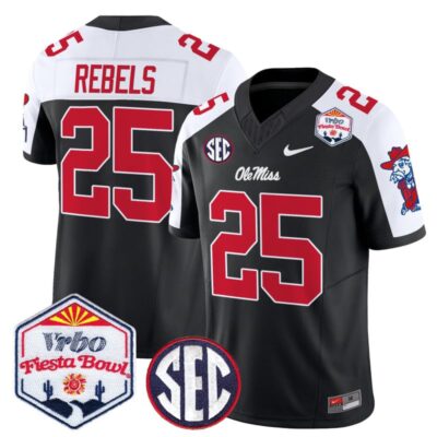 Ole Miss Rebels 2026 The Fiesta Bowl Vapor Limited Stitched Jersey - Black Alternate / #25 Rebels