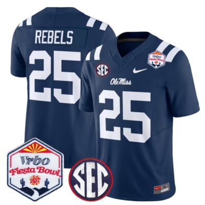 Ole Miss Rebels 2026 The Fiesta Bowl Vapor Limited Stitched Jersey - Navy / #25 Rebels