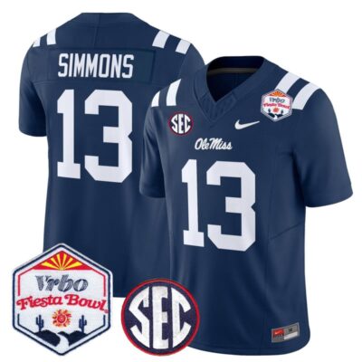 Ole Miss Rebels 2026 The Fiesta Bowl Vapor Limited Stitched Jersey - Navy / Austin Simmons