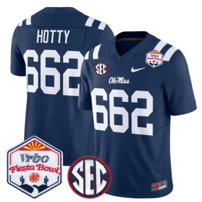 Ole Miss Rebels 2026 The Fiesta Bowl Vapor Limited Stitched Jersey - Navy / Hotty 662
