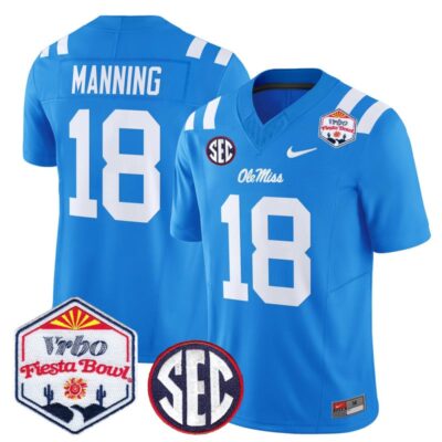 Ole Miss Rebels 2026 The Fiesta Bowl Vapor Limited Stitched Jersey - Powder Blue / Archie Manning