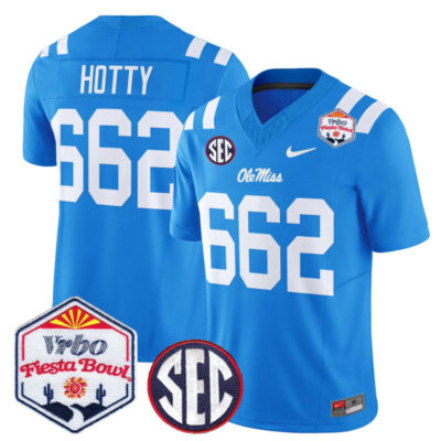 Ole Miss Rebels 2026 The Fiesta Bowl Vapor Limited Stitched Jersey - Powder Blue / Hotty 662