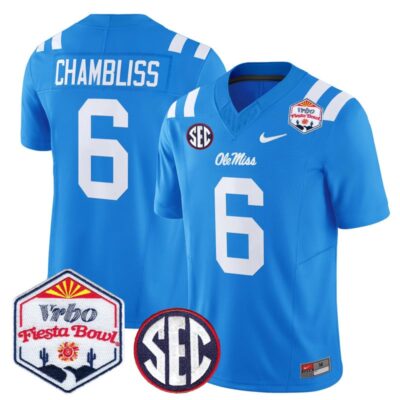 Ole Miss Rebels 2026 The Fiesta Bowl Vapor Limited Stitched Jersey - Powder Blue / Trinidad Chambliss