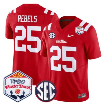 Ole Miss Rebels 2026 The Fiesta Bowl Vapor Limited Stitched Jersey - Red / #25 Rebels