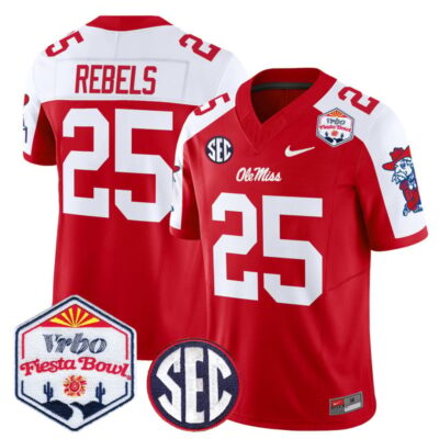 Ole Miss Rebels 2026 The Fiesta Bowl Vapor Limited Stitched Jersey - Red Alternate / #25 Rebels