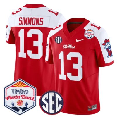 Ole Miss Rebels 2026 The Fiesta Bowl Vapor Limited Stitched Jersey - Red Alternate / Austin Simmons