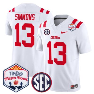 Ole Miss Rebels 2026 The Fiesta Bowl Vapor Limited Stitched Jersey - White / Austin Simmons
