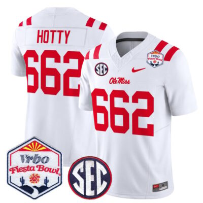 Ole Miss Rebels 2026 The Fiesta Bowl Vapor Limited Stitched Jersey - White / Hotty 662