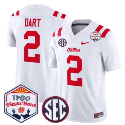 Ole Miss Rebels 2026 The Fiesta Bowl Vapor Limited Stitched Jersey - White / Jaxson Dart