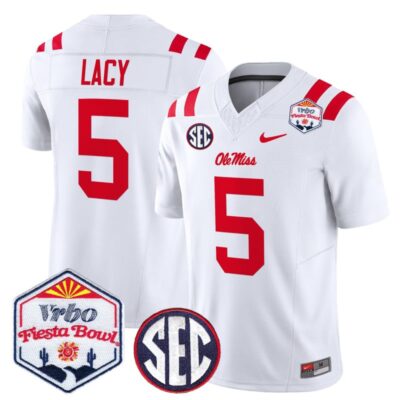 Ole Miss Rebels 2026 The Fiesta Bowl Vapor Limited Stitched Jersey - White / Kewan Lacy