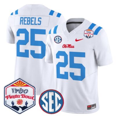 Ole Miss Rebels 2026 The Fiesta Bowl Vapor Limited Stitched Jersey - White Limited / #25 Rebels